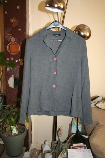 🌸👍Vintage 👍Chemise fluide grise Taille 36 "Triangle " 🌸