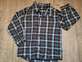 Chemise manches longues à carreaux marron et bleu 5 ans