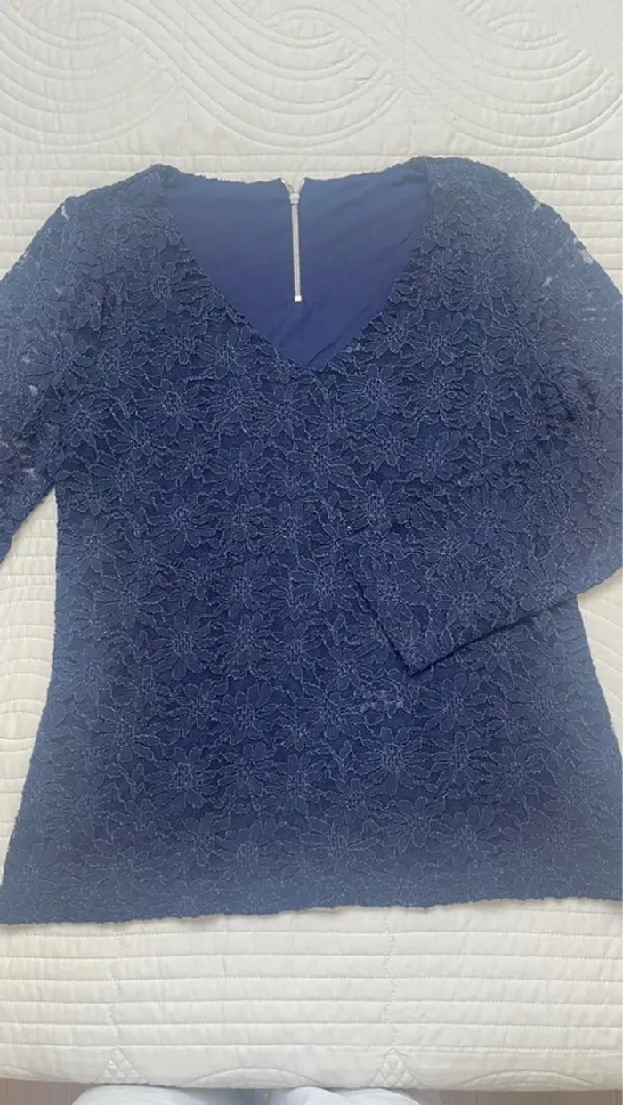 Chemisier dentelle bleu marine