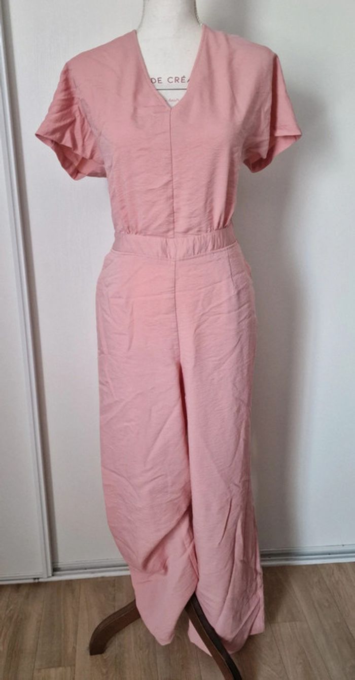Combi pantalon rose femme