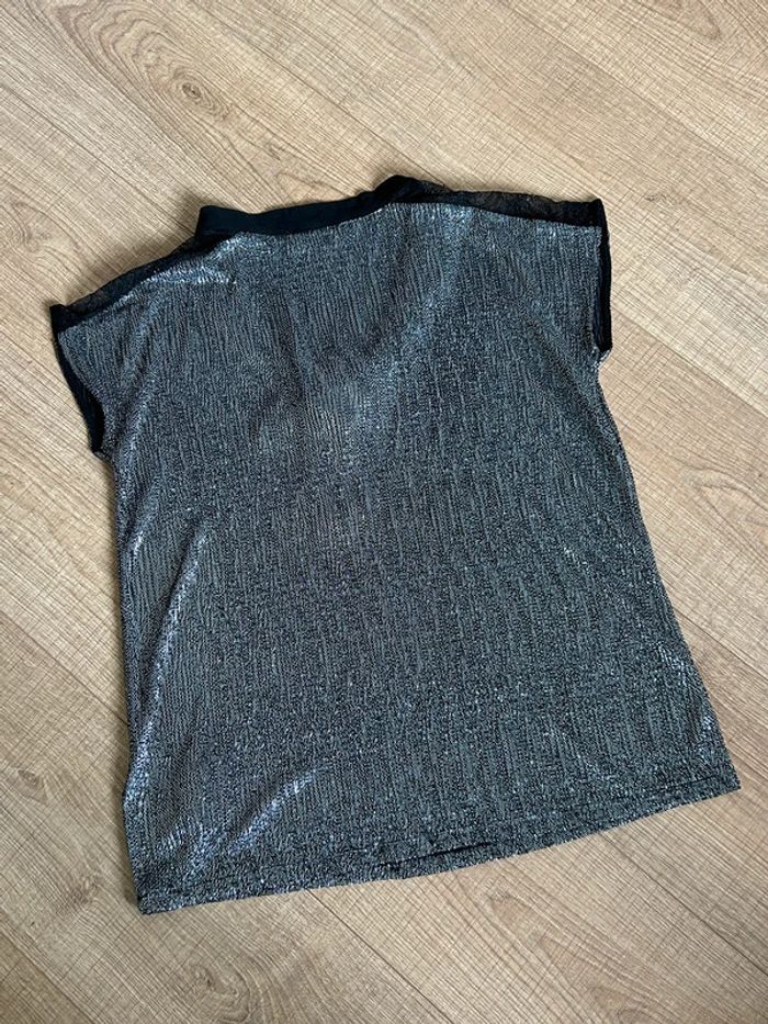 Haut argenté et noir à manches courtes Morgan taille XS jamais porté - photo numéro 12