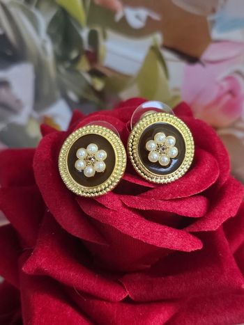 Boucles d oreilles pitons avec perles d eau douce, acier inoxydable