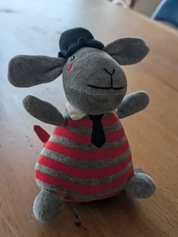 Peluche âne marinière rouge, comme neuf, Orchestra