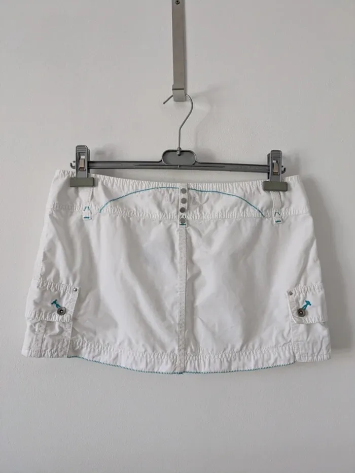 Mini-jupe d'été blanche en coton - Teddy Smith - taille 30 (FR40) - photo numéro 2