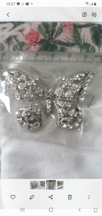 Broche papillon argenté