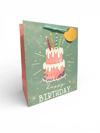 Sac cadeau « Joyeux anniversaire » motif gâteau strass 27 x 33 x 14 cm neuf