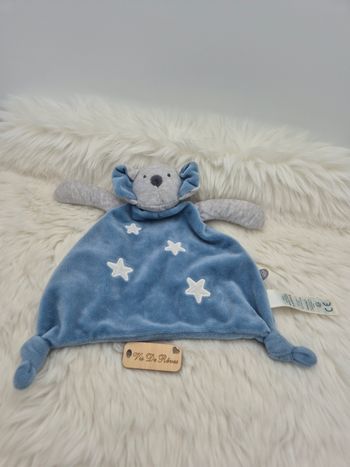 Doudou plat Koala Obaibi Gris bleu Étoiles