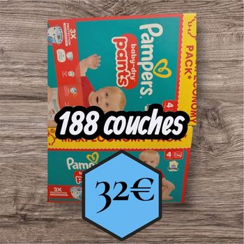 Couches Pampers baby dry pants taille 4 188 couches
