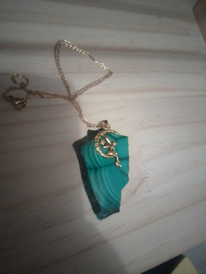 Collier éclat en pierre naturelle de malachite - photo numéro 4