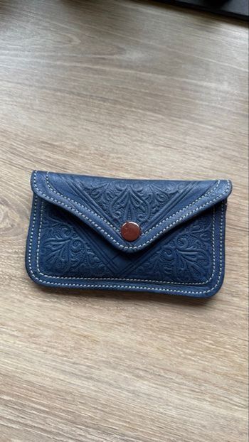 Porte monnaie cuir bleu