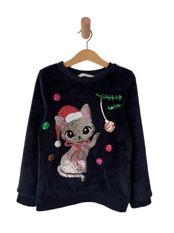 Sweat de Noël bleu marine en polaire douce - H&M 122/128cm (6-8 ans)