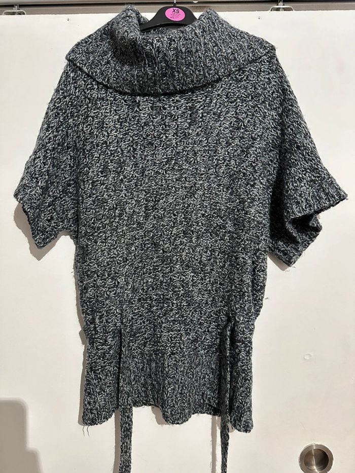Pull hiver style poncho gris