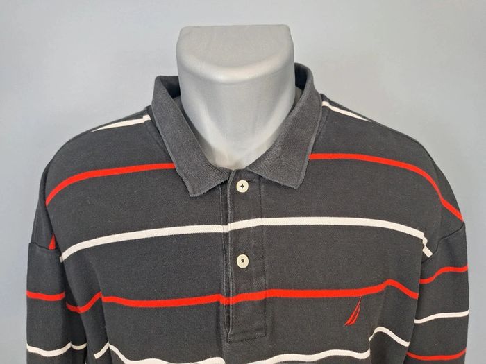 Polo manche courte nautica noir a rayures - taille 2XL - homme brodé (462) - photo numéro 3