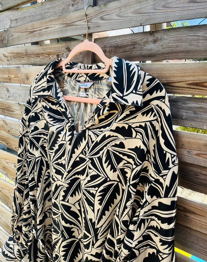 Robe à motifs noir & beige - Taille 48 - photo numéro 3