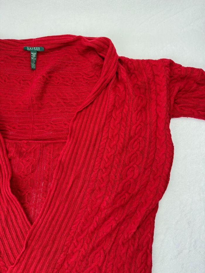 Poncho en maille torsadée Ralph Lauren Rouge pour Femme Taille unique SM01925 - photo numéro 3