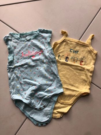 Lot 2 bodies sans manche 13 mois