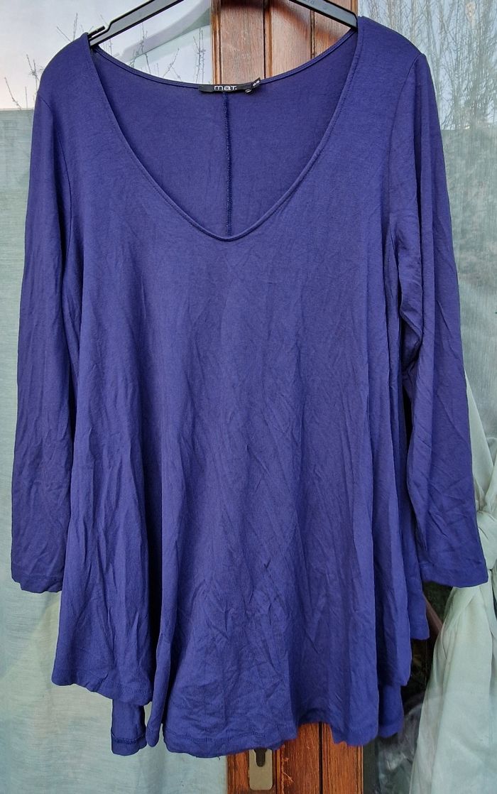 Tunique fluide bleu mauve MA.T – Taille 42 (indiqué 05) - photo numéro 1