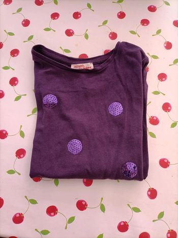 Tee-shirt ML violet avec sequins