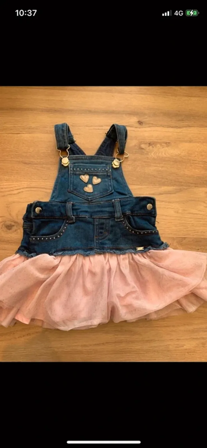 Robe en jean rose barbie tulle Mayoral taille 12 mois