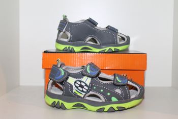 sandales nus pieds grise et verte 28