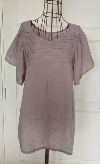 🌿 Blouse Taupe TEX Woman – Taille 44 – Élégance & Confort 100% Coton