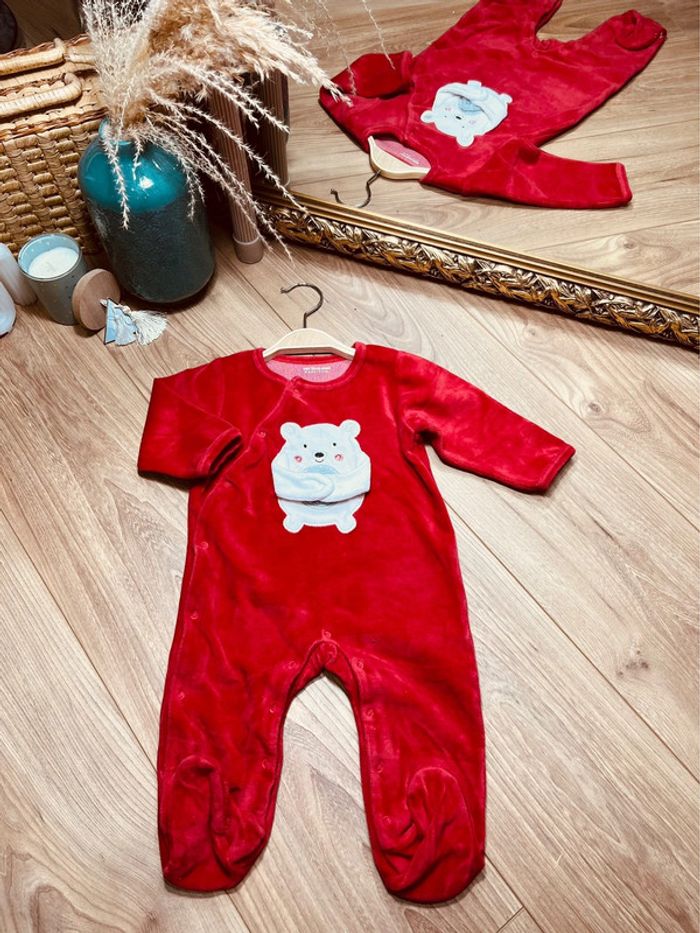 Taille 9 mois pyjama de Noël velours garçon vertbaudet rouge * ours * 💙