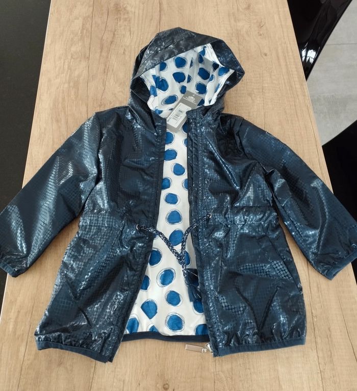 Parka cirée doublure jersey fille bleu marine nuit taille 12/18 mois 3 Pommes