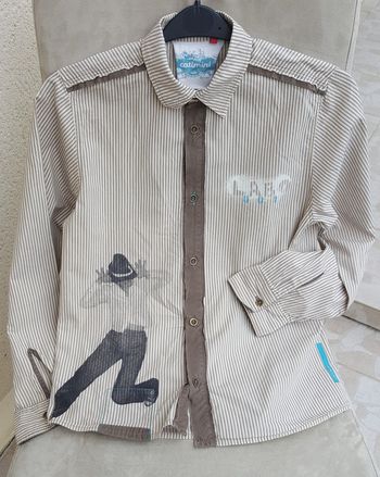 Chemise blanche à rayures marrons Catimini taille 12 ans