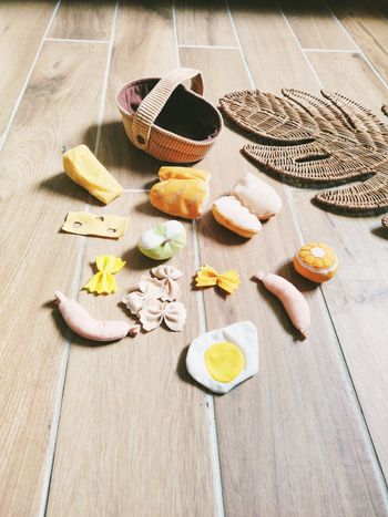 🧺 Jeu d'imitation - Dinette en tissu/ peluche - Pique-nique panier marron avec anse
