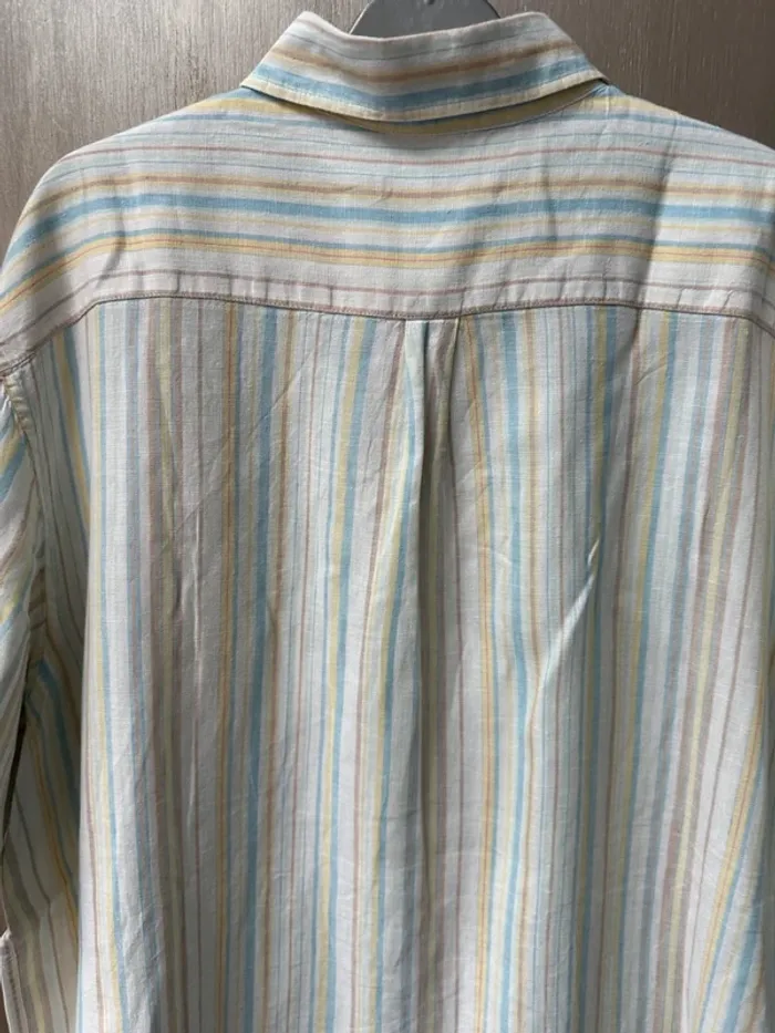 Chemise à rayures légère été blanc, bleu jaune - photo numéro 8