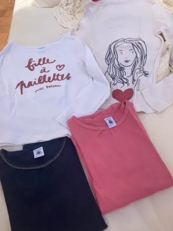 Petit Bateau 4 t-shirts 8 ans