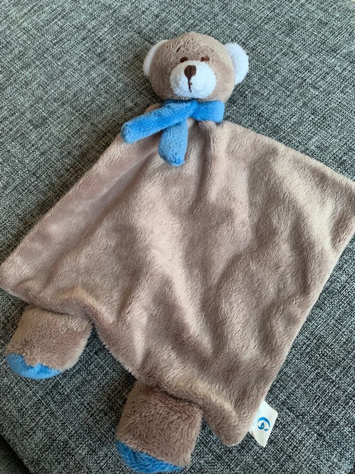 Doudou ourson marron et bleu / Nin-Nin - photo numéro 2