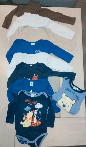 Lot de 8 bodies +1 offert (légèrement tâché) / 12 mois