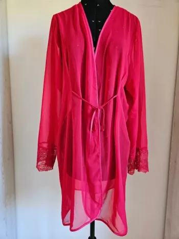 Déshabillé rouge sexy en voile transparent RougeGorge - Taille XL (42)