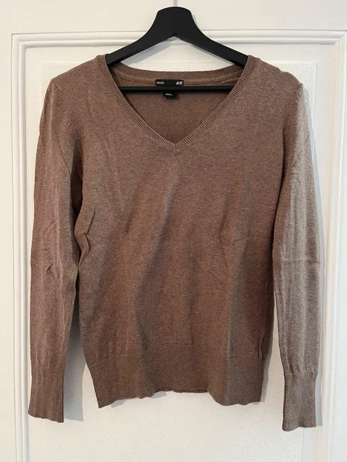 Pull col v femme marron H&M