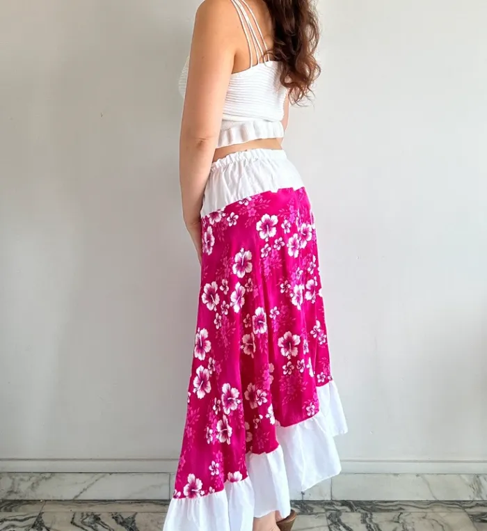 Jupe longue à fleurs y2k années 2000 rose taille S - photo numéro 6