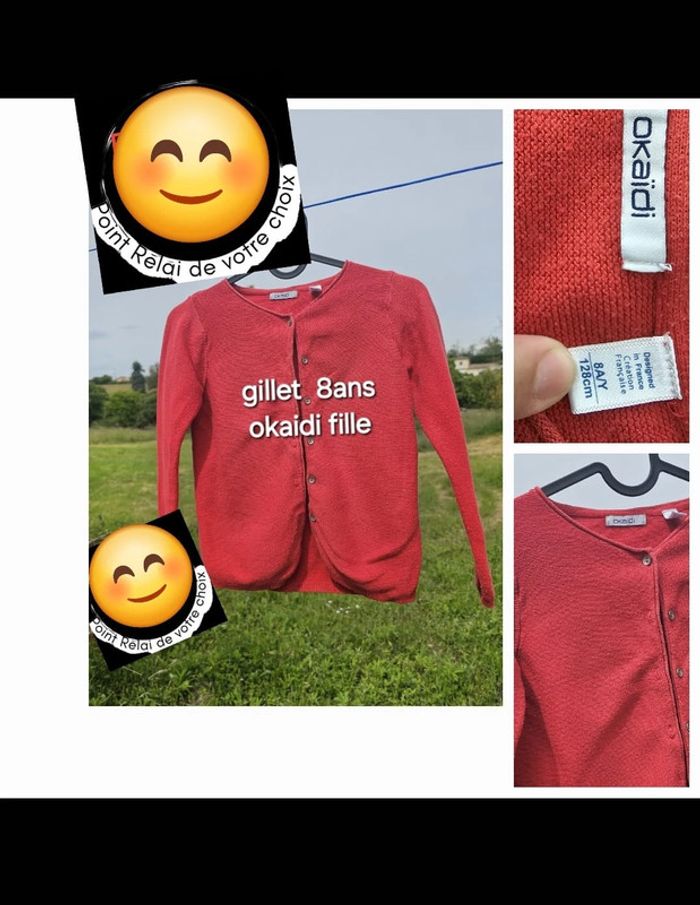 Gilet rouge fille okaidi 8 ans
