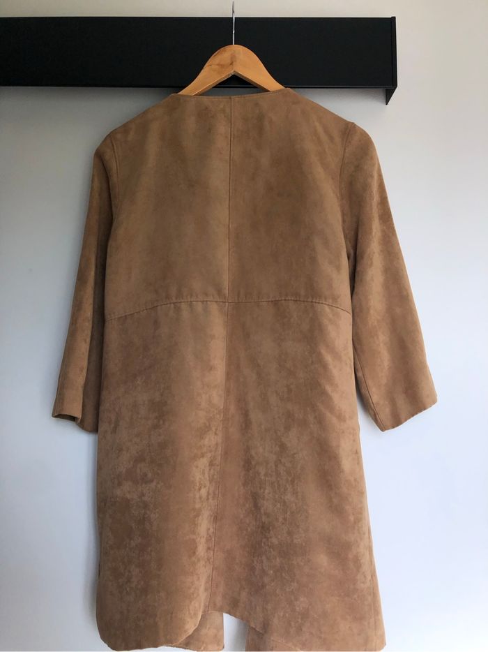 Veste mi longue daim - beige foncé/marron clair - H&M 34 - photo numéro 2