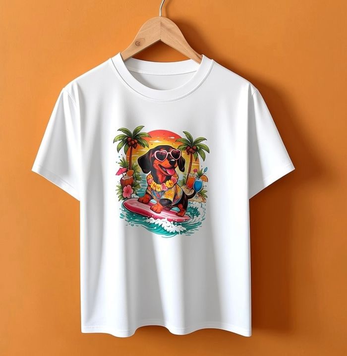 TEE shirt teckel surf tropique taille M neuf - photo numéro 2