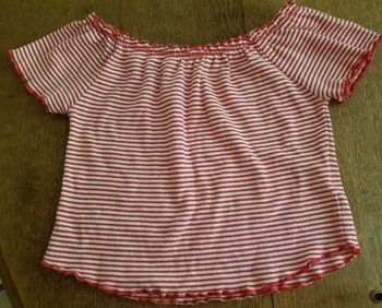 T-shirt manches courtes rayé blanc et rouge