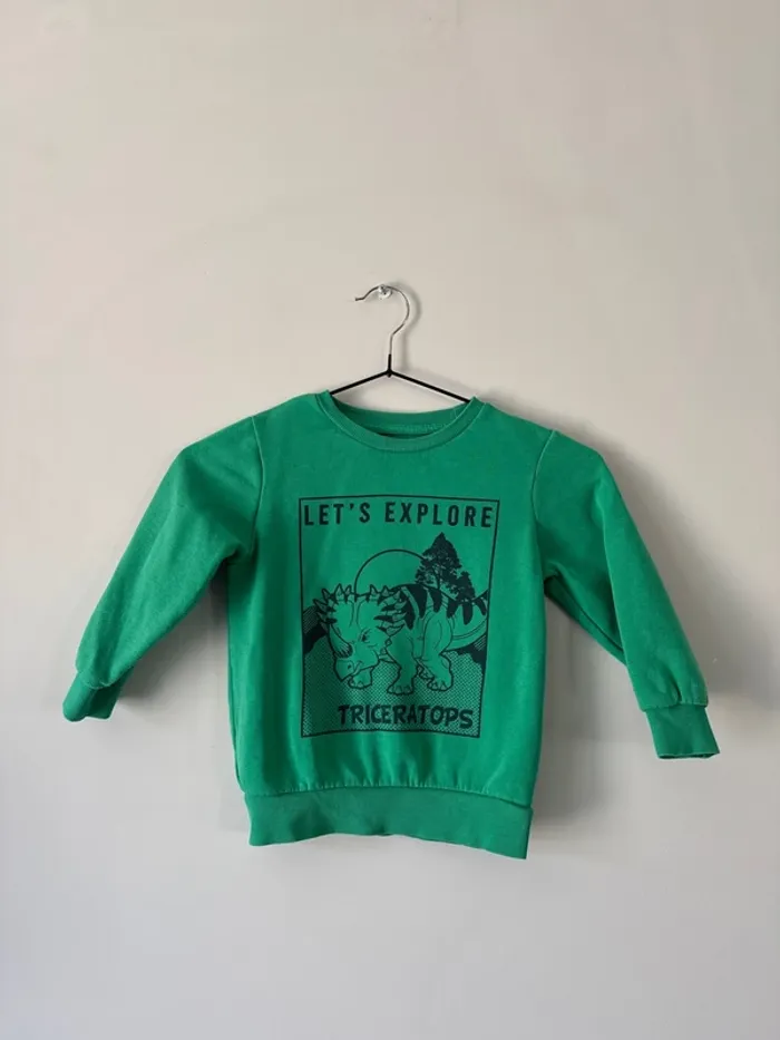 👕 Pull- sweat vert dinosaure - la halle - taille 4 ans - très bon état