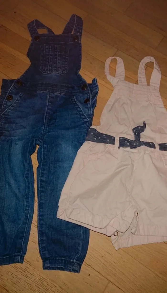 Lot salopette et combishort rose pale