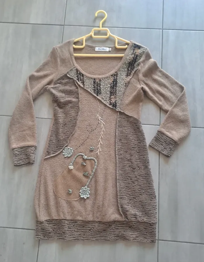 Pull long marron Rose Bleue Taille S/M