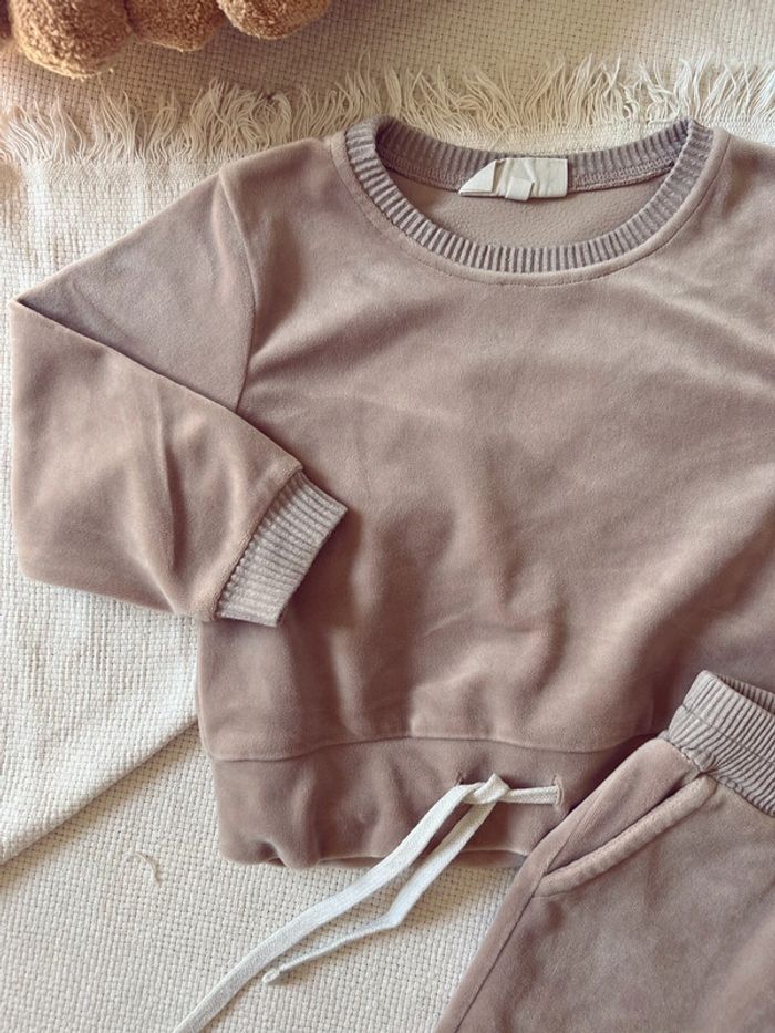 Ensemble gamin gamine mixte unisexe velours pêche beige - photo numéro 2