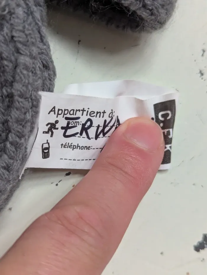 Ensemble bonnet et écharpe gris en maille - photo numéro 5