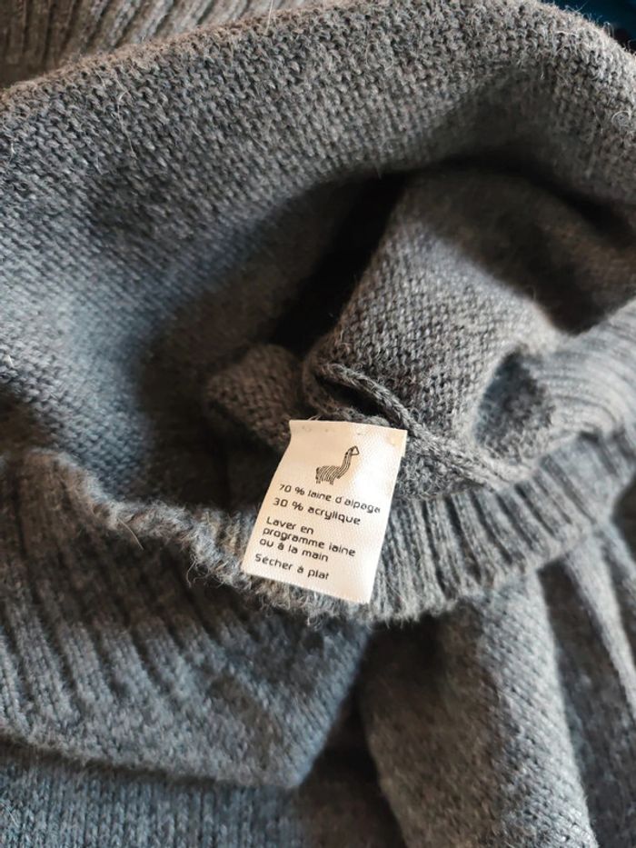 Pull col roulé en alpaga 70% gris taille L - photo numéro 6