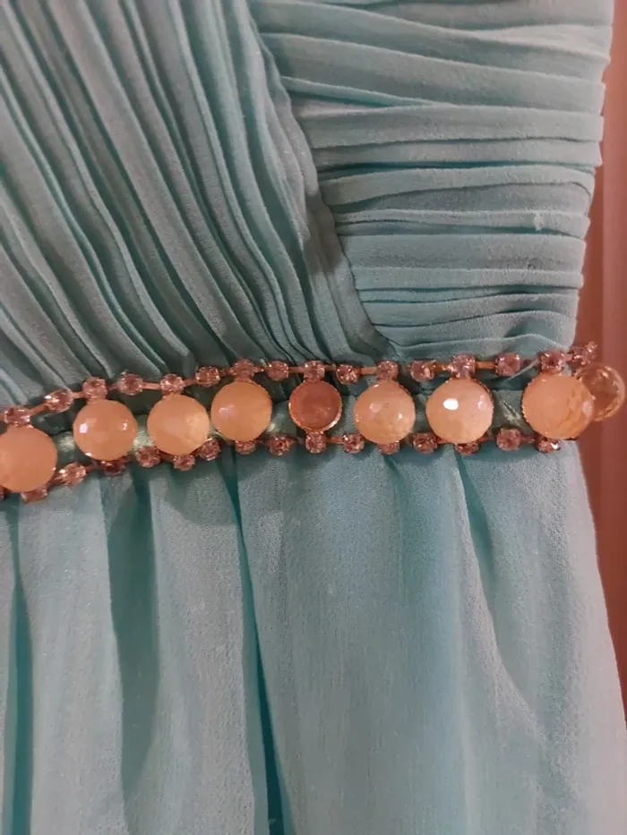 Robe d'évènement couleur menthe, bretelles détachables - photo numéro 3