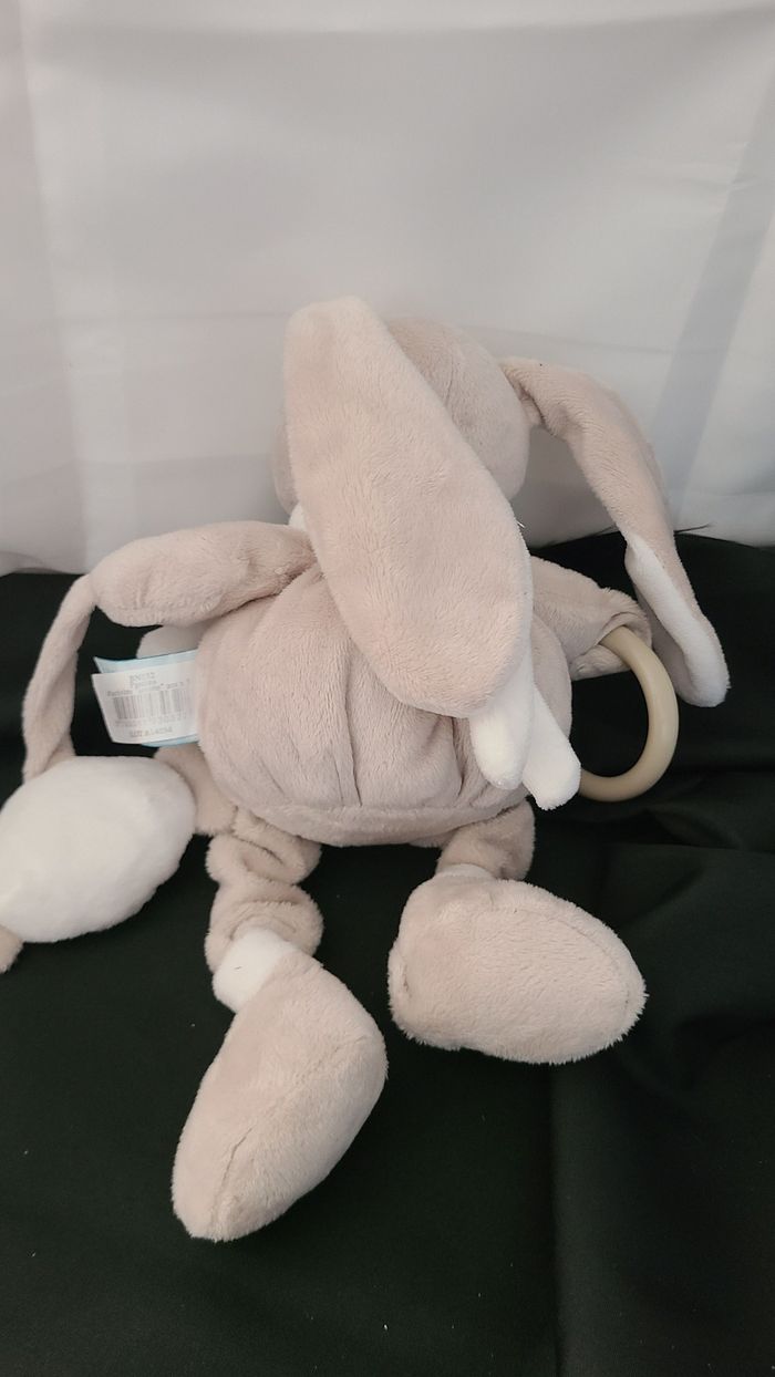 Doudou lapin beige gris blanc Bonbon miroir BABY NAT - photo numéro 2