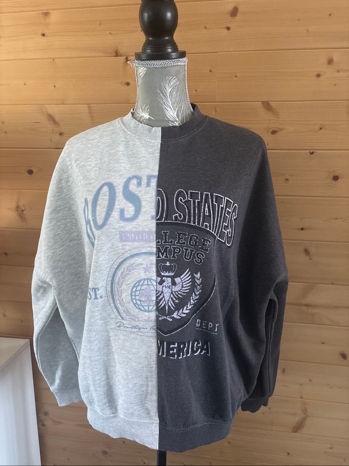 Sweat bi color gris style oversize