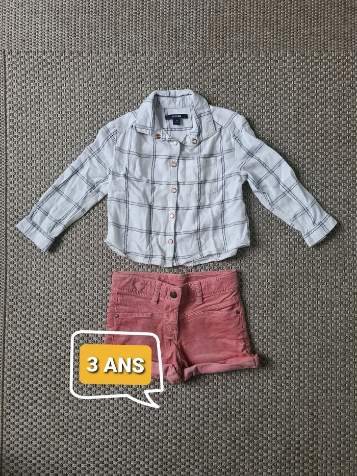 Ensemble chemise à carreaux + Short - 3 ans